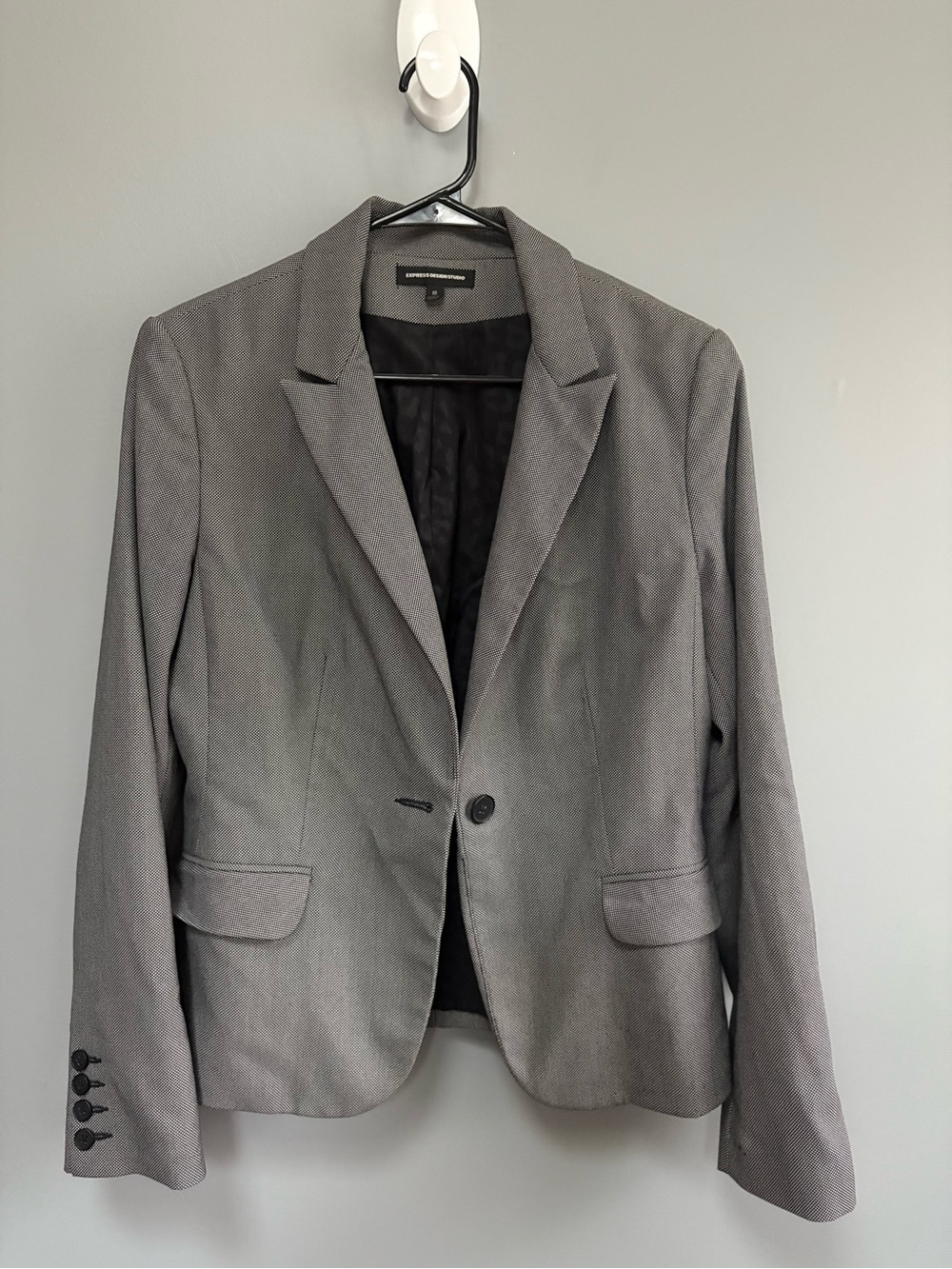 Express Classic Gray Women's Lined  Tailored Blazer Single-Button Size 10‎